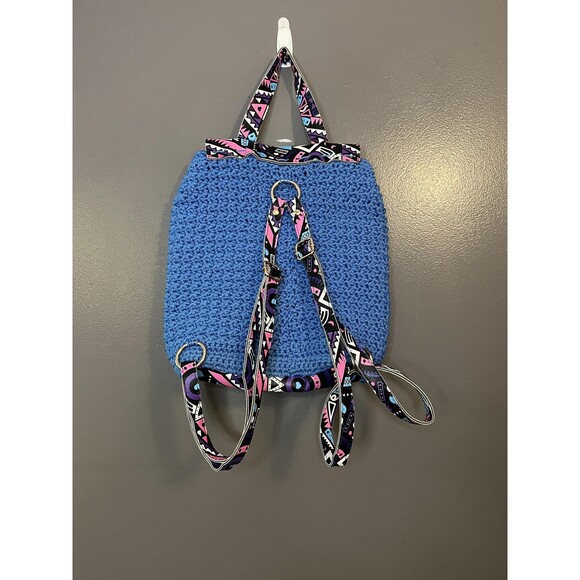 Handmade Crochet Backpack Womens Boho Knit Aztec Tribal Bag Unique Festival - Picture 5 of 11
